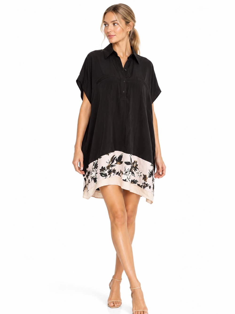 DVF Diane von Furstenberg Hatsu 100% Silk Floral Shirt Dress P/S